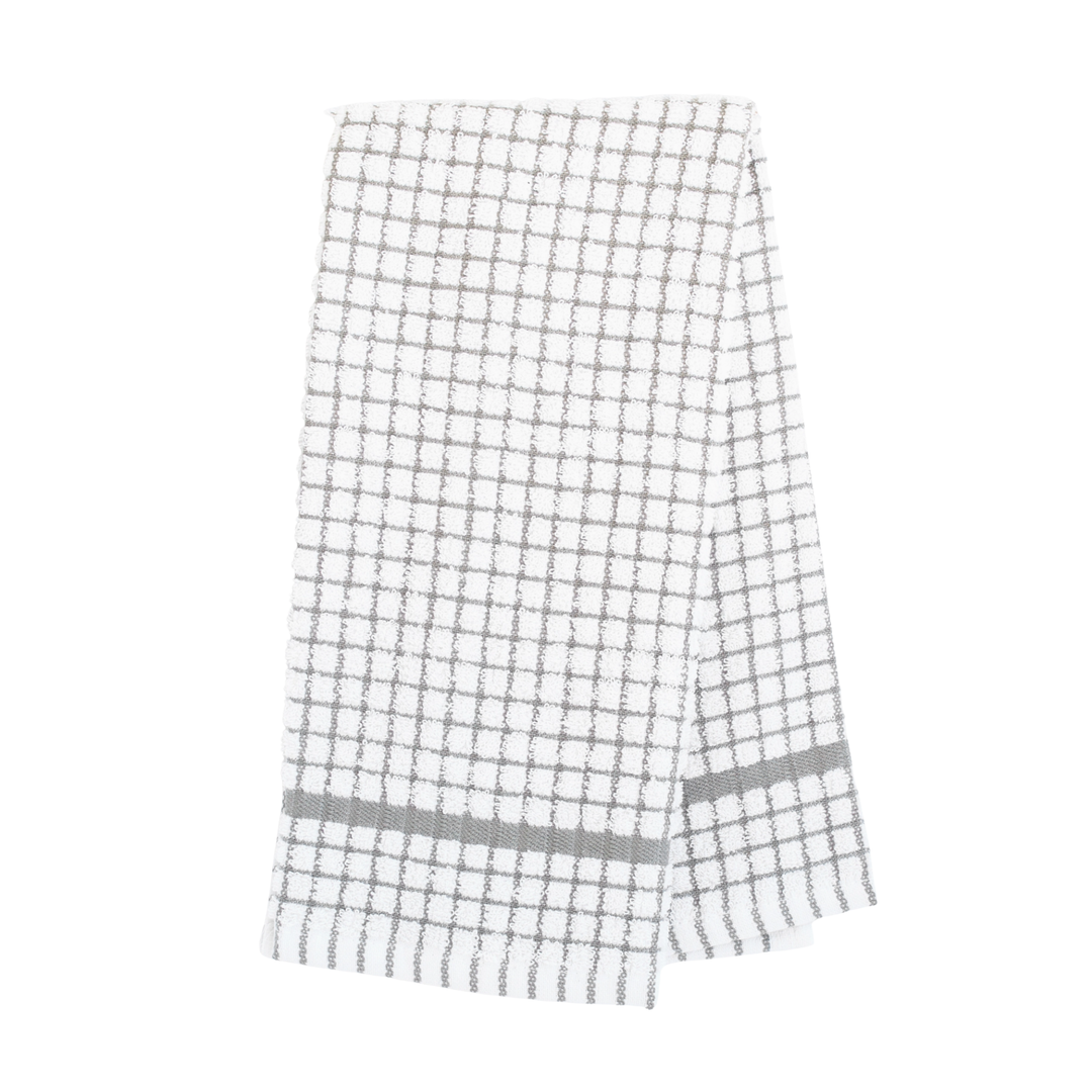 KAF HOME Grid Design Terry Gray And White Dish Towel Default Title