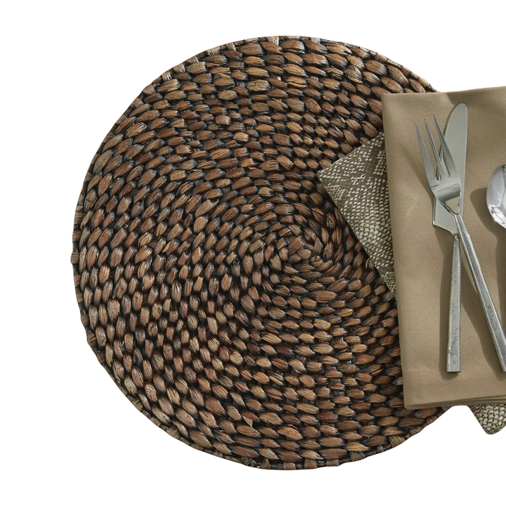 Braided Brown Hyacinth Round Placemat
