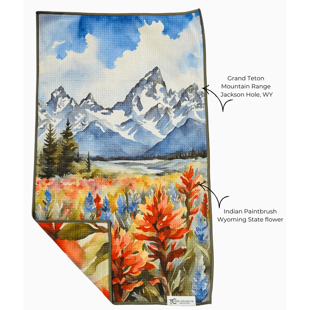 TOWEL COLLECTIVE Grand Teton Paintbrush Waffle Weave Microfiber Kitchen Towel