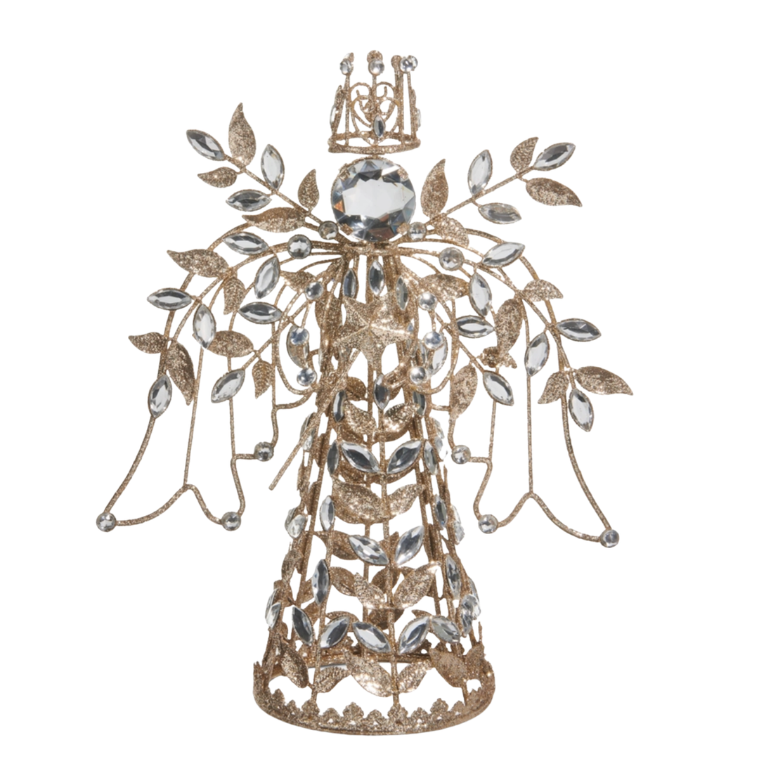 RAZ IMPORTS Champagne And Clear Jewelred Angel Tree Topper Default Title