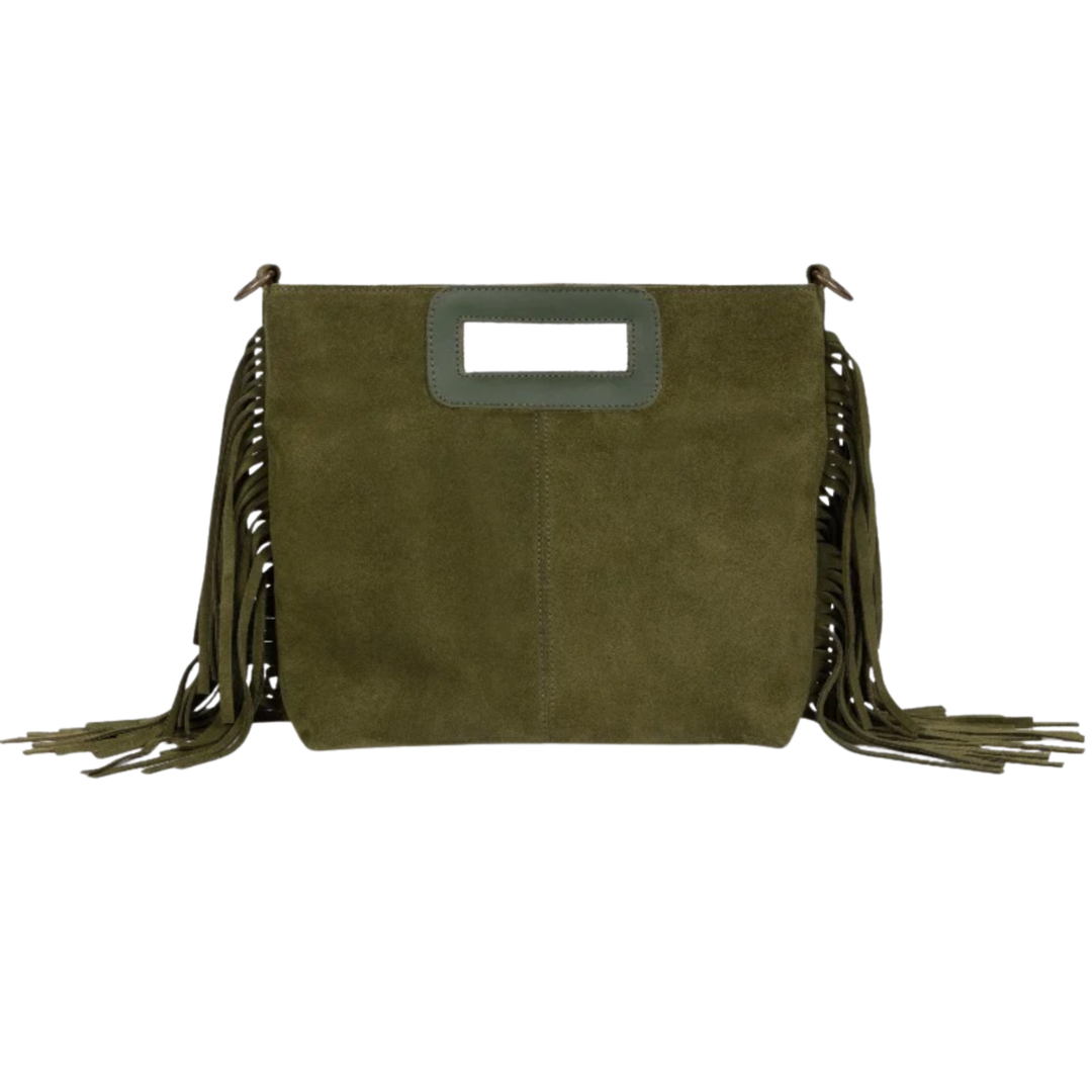 PENELOPE CHILVERS Fringe Handy Suede Bag KHAKI