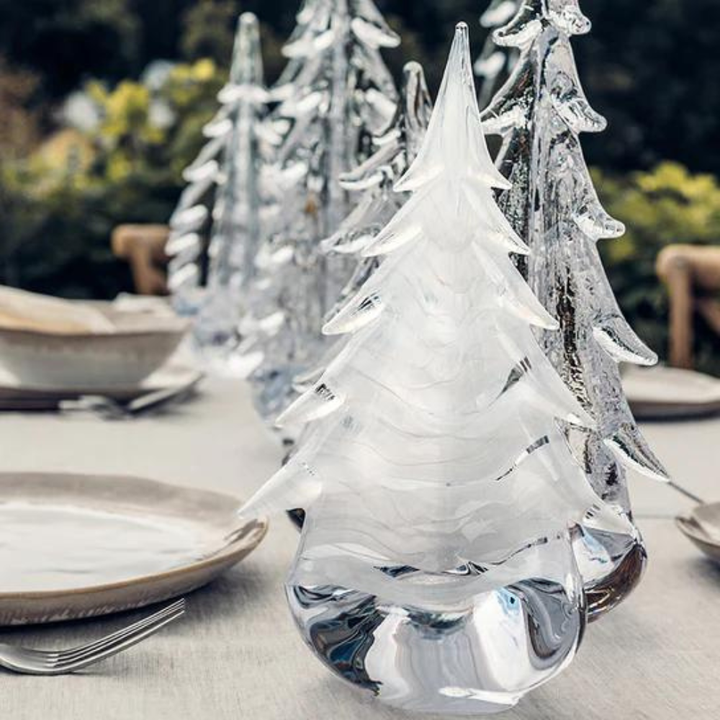 SIMON PEARCE Evergreen 10" Snowdrift Glass Tree