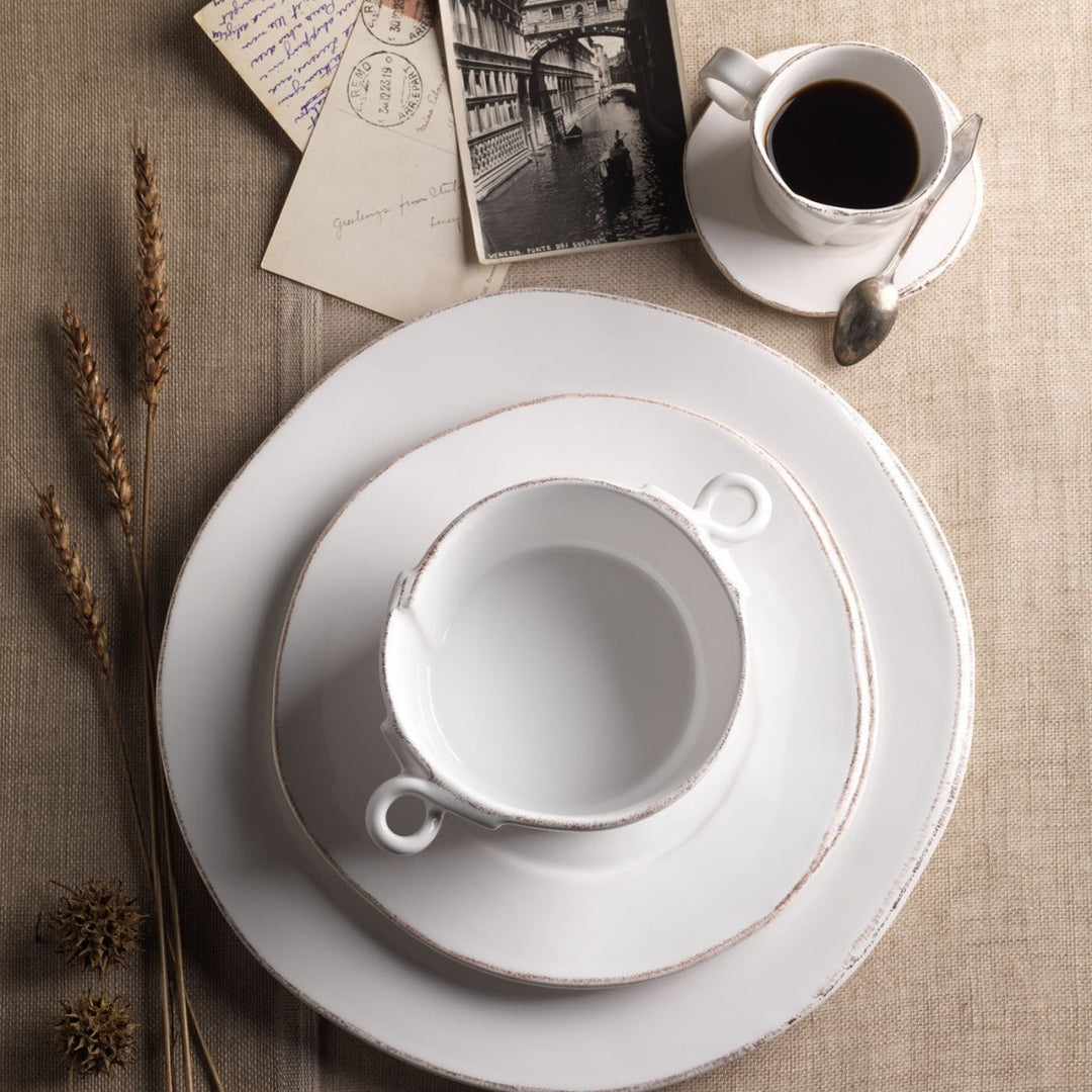VIETRI LASTRA WHITE ESPRESSO CUP AND SAUCER