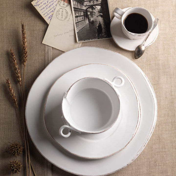VIETRI LASTRA WHITE ESPRESSO CUP AND SAUCER