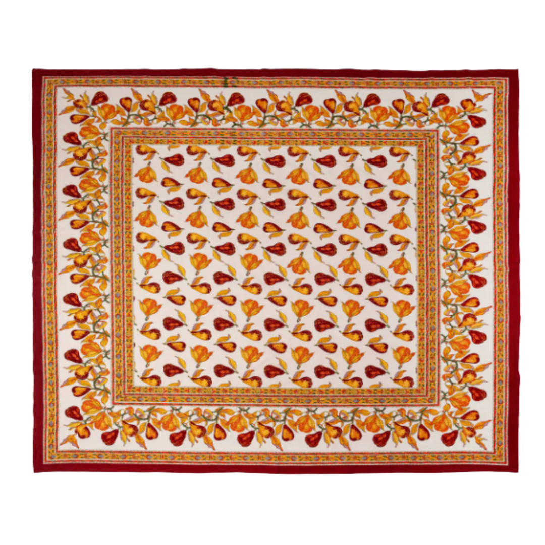 COULEUR NATURE Orchard Pear Tablecloth Burgundy 59" Square Default Title