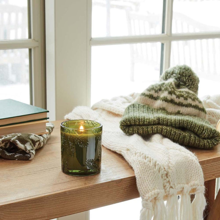 THYMES Frasier Fir Candle in Molded Green Glass