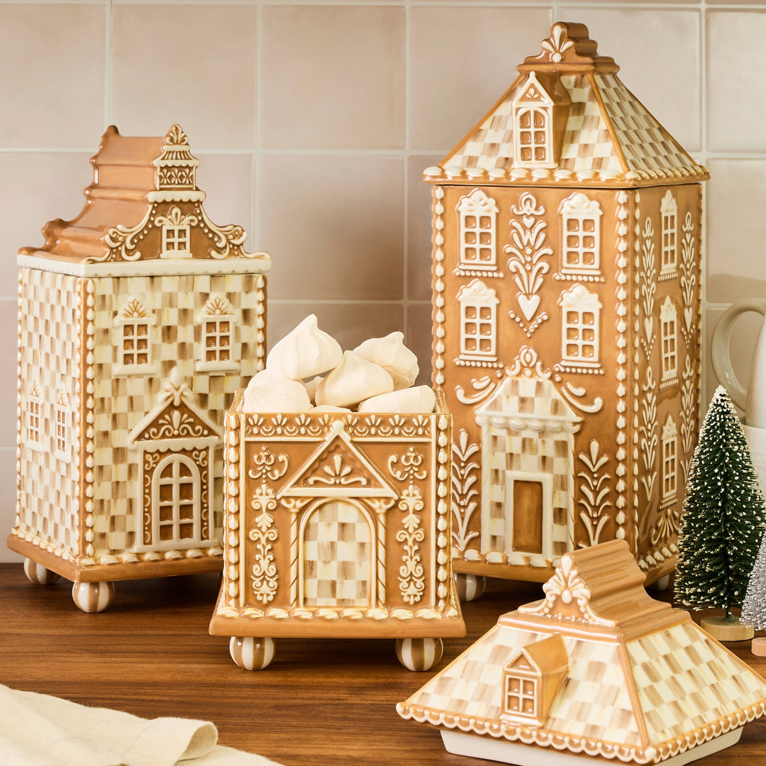 MACKENZIE CHILDS MacKenzie-Childs Mocha Check Gingerbread Canister, Medium