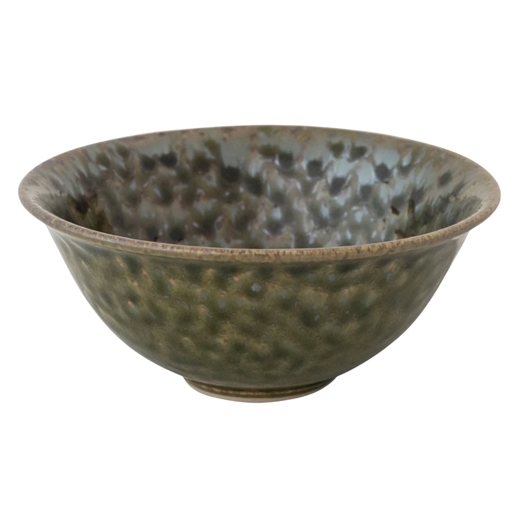CREATIVE CO-OP Stoneware Reactive Green Glaze Bowl Default Title