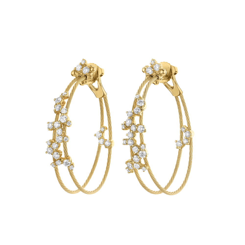 PAUL MORELLI Confetti Yellow Gold Wire Double Hoop Earring With Diamonds