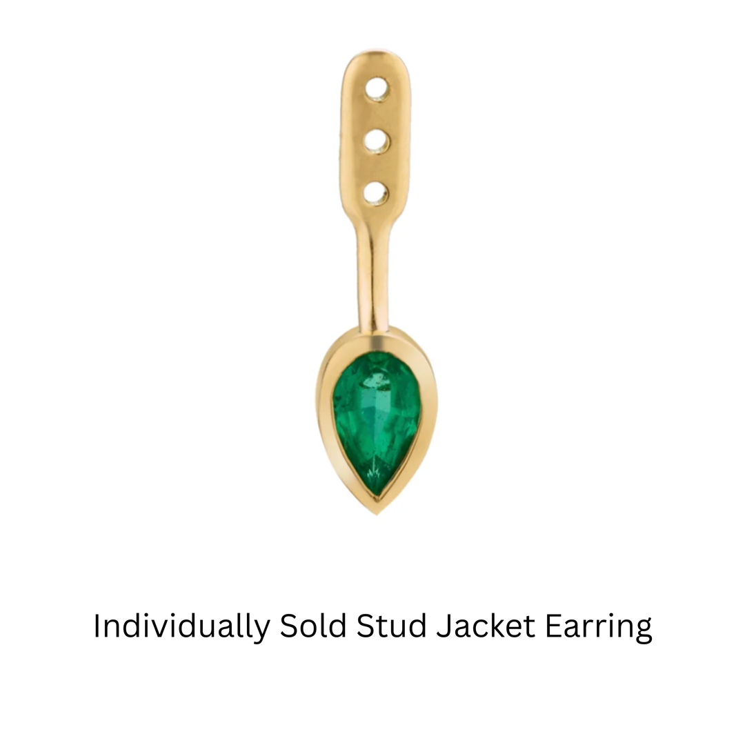 18K Yellow Gold Earring Emerald Jacket Individaully Sold