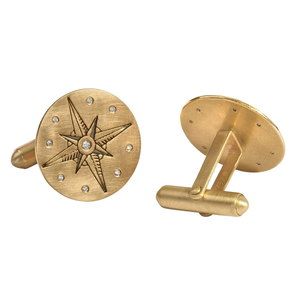 HEATHER B. MOORE GOLD COMPASS ROSE CUFFLINKS