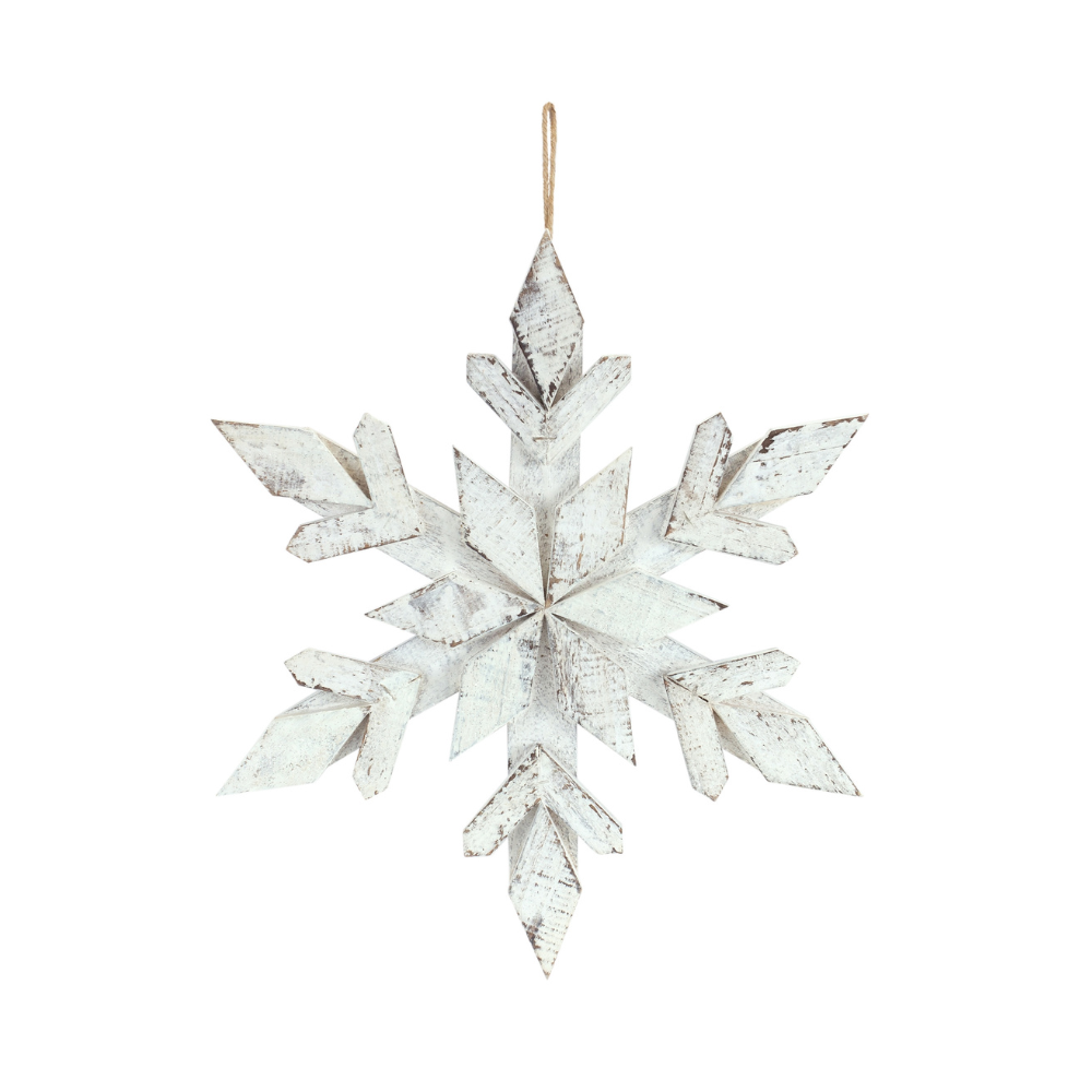 MELROSE WOODEN SNOWFLAKE ORNAMENT