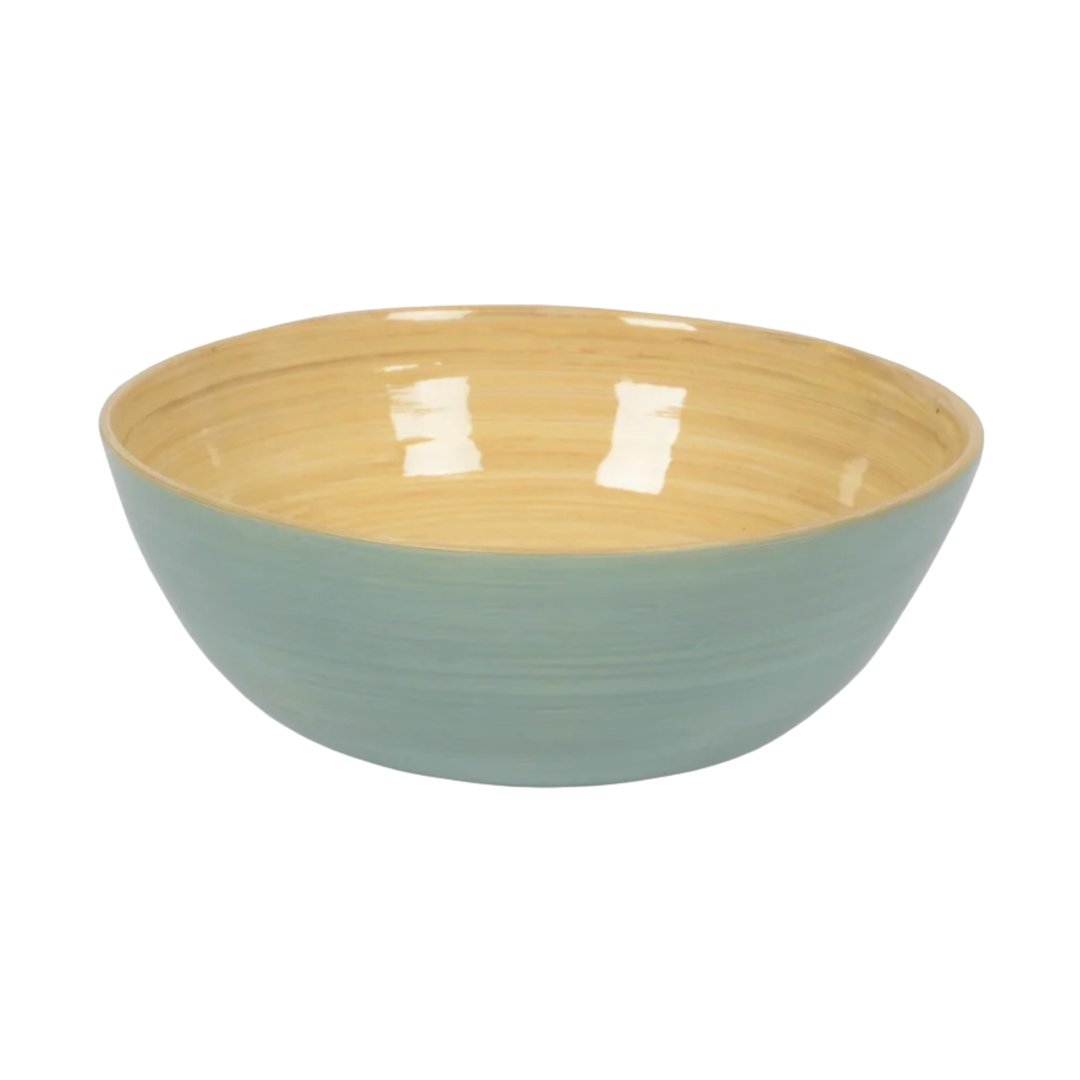 ALBERT L. Ice Blue Bamboo Salad Bowl Default Title