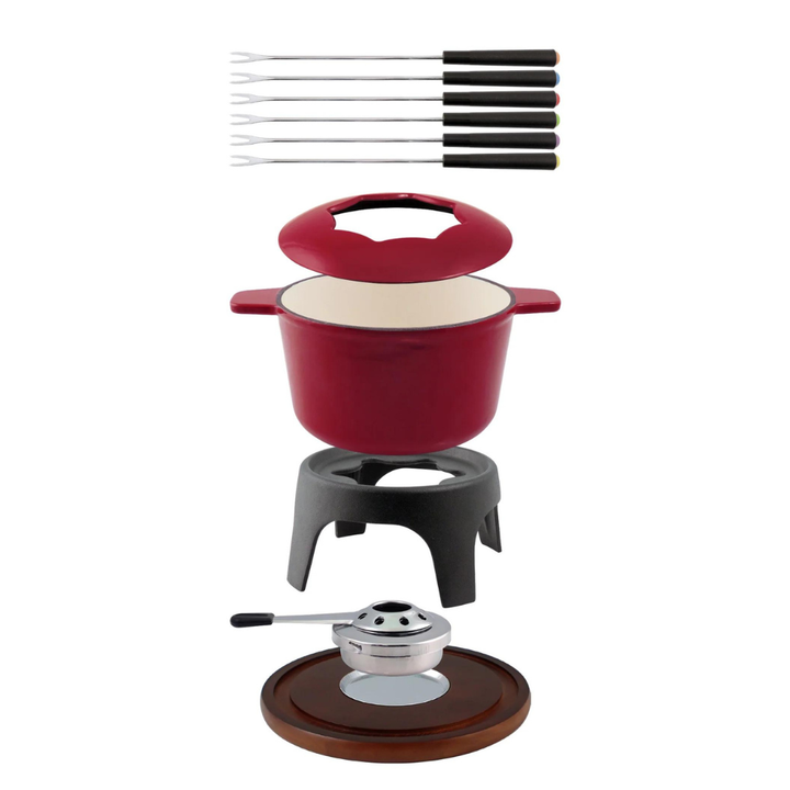 SWISSMAR Sierra Cherry Red Iron Fondue Pot SetI
