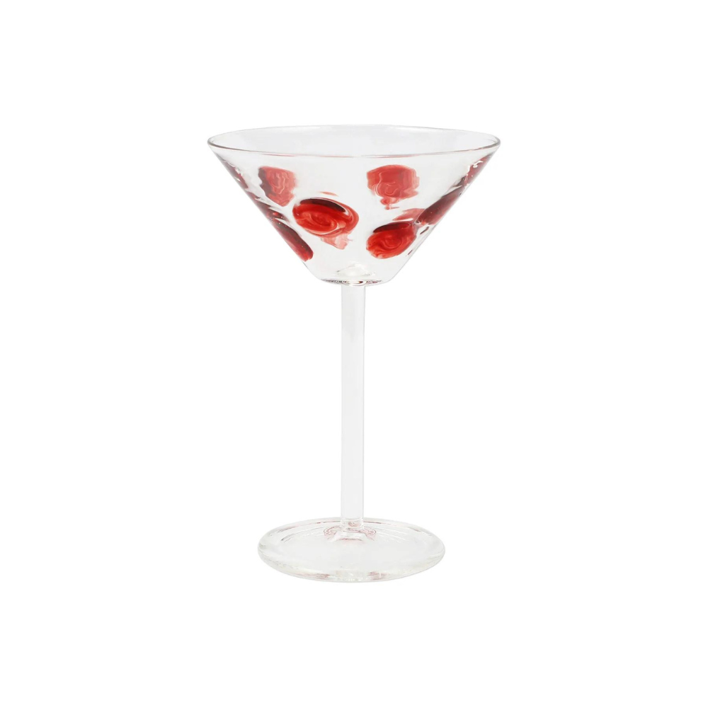 VIETRI DROP MARTINI GLASS - RED