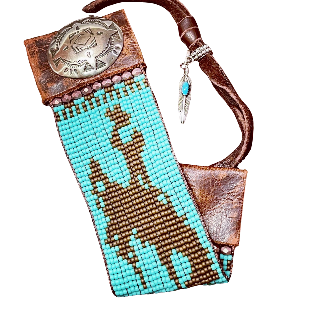 FLEURDESIGNZ WESTERN JEWELRY Turquoise And Beads Wyoming Bronc Rider Cuff Bracelet