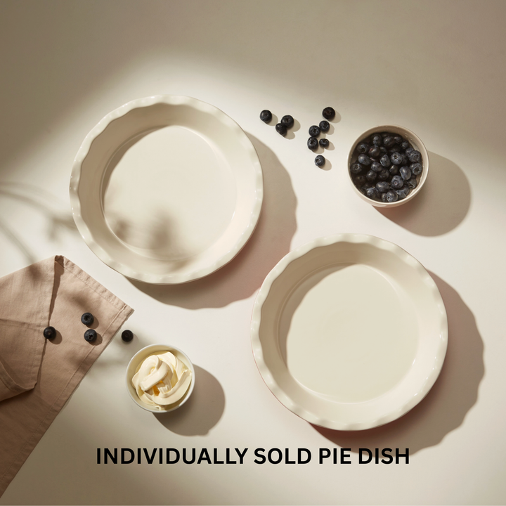 KOOK White Ceramic Deep Pie Dish with Wave Edge