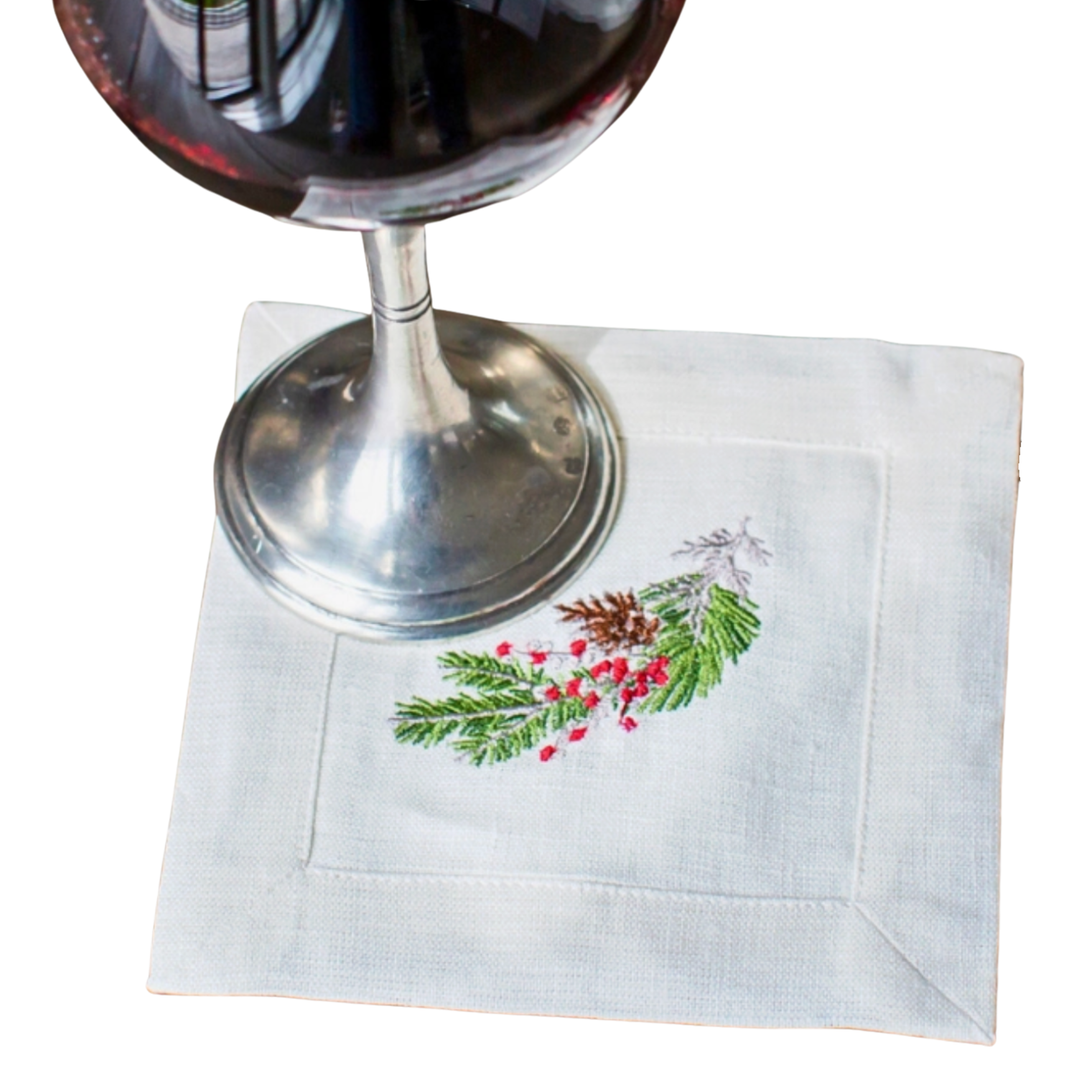 ARTE ITALICA Individually Sold Natale Sprig Cocktail Napkin