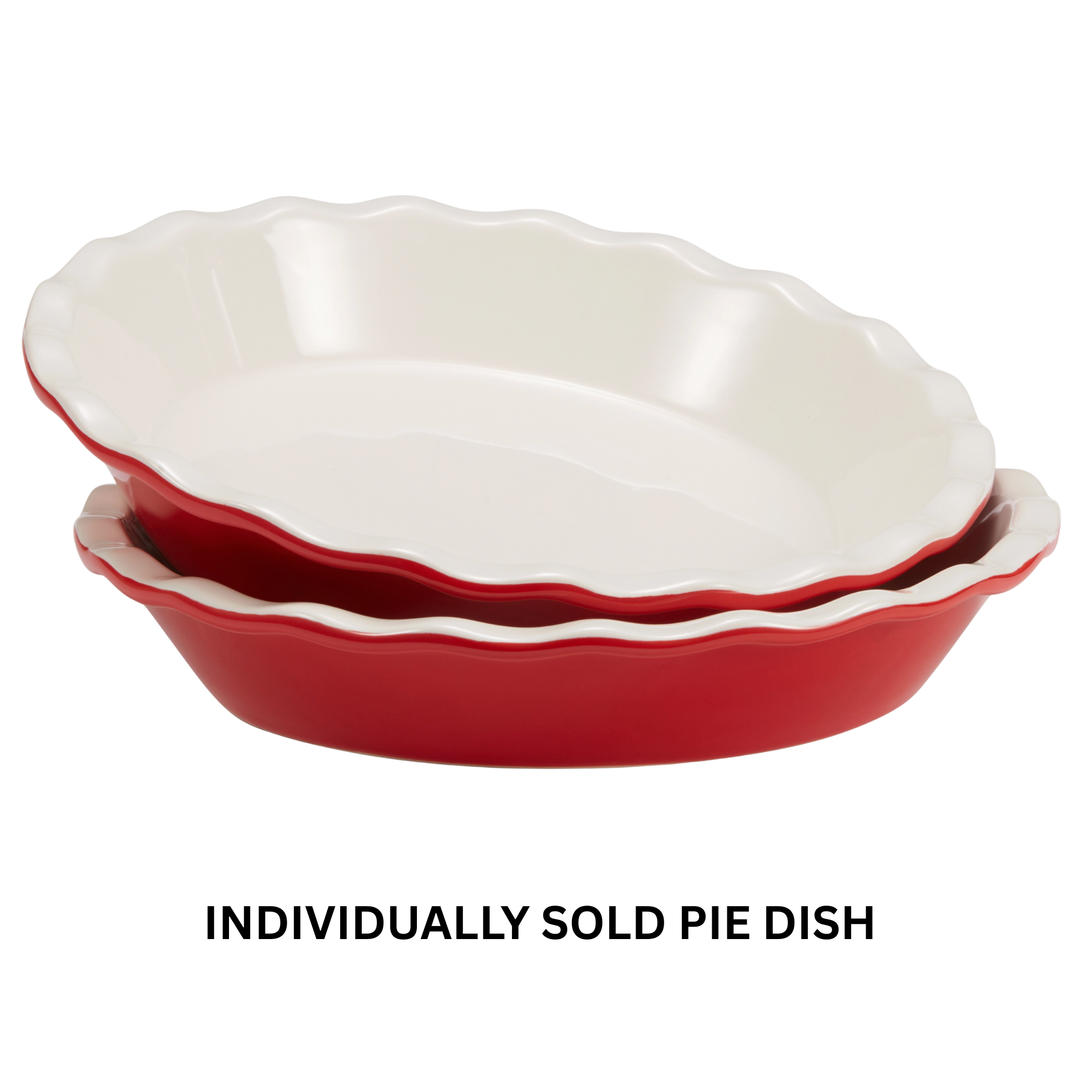 KOOK Cherry Red Ceramic Deep Pie Dish with Wave Edge Default Title