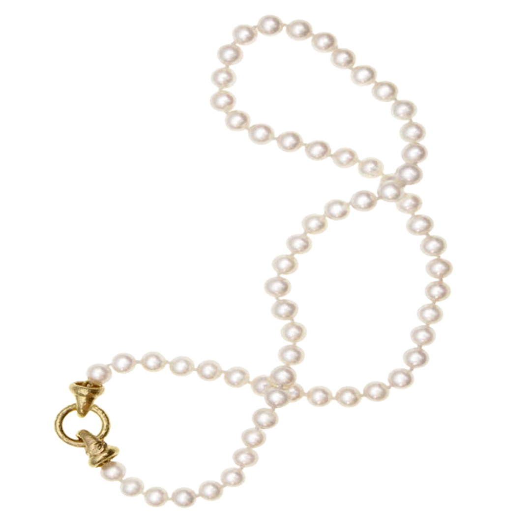 Serena Clasp 19K Yellow Gold Pearl Necklace