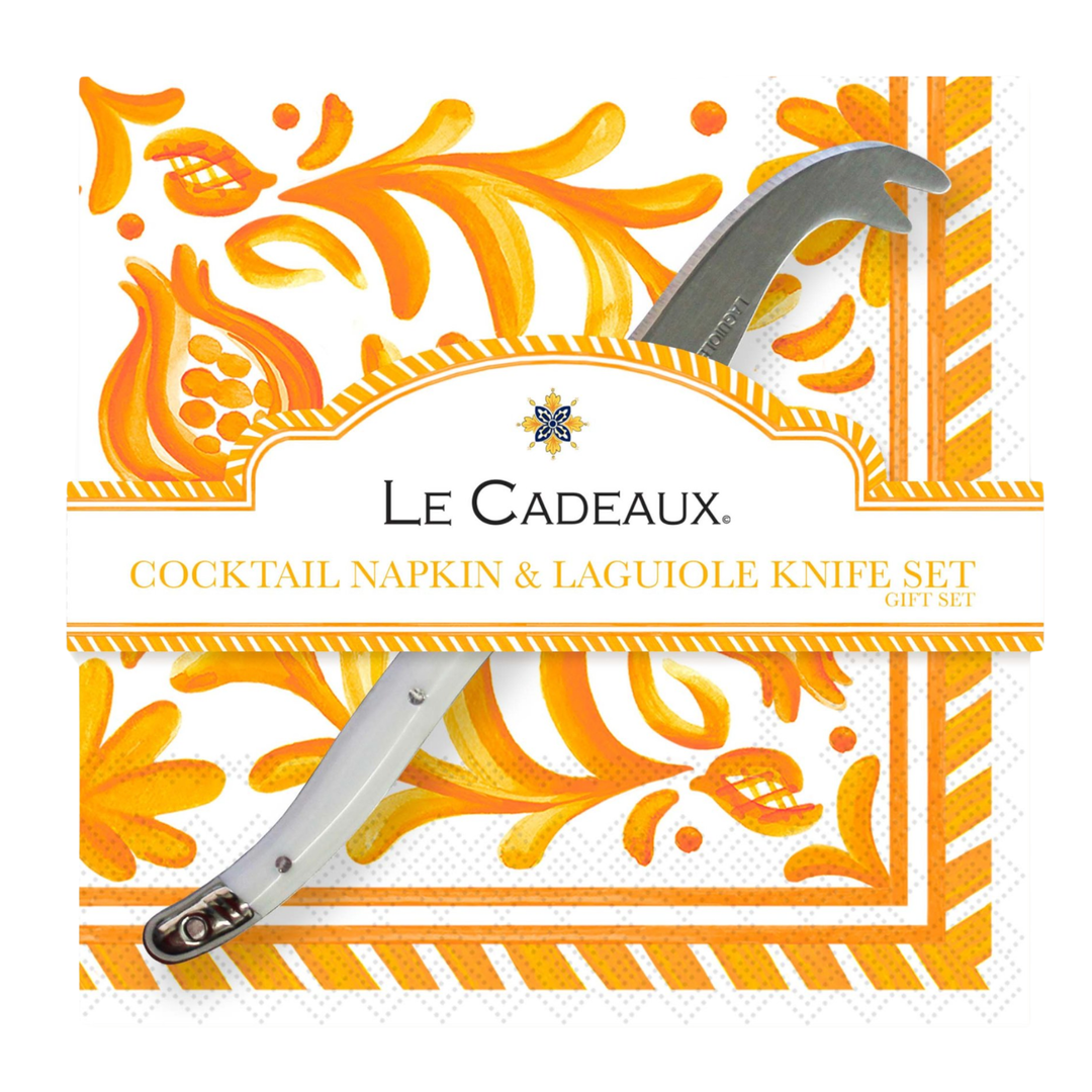 CASA CADEAUX Sicily Orange Cocktail Napkins With Cheese Knife Default Title