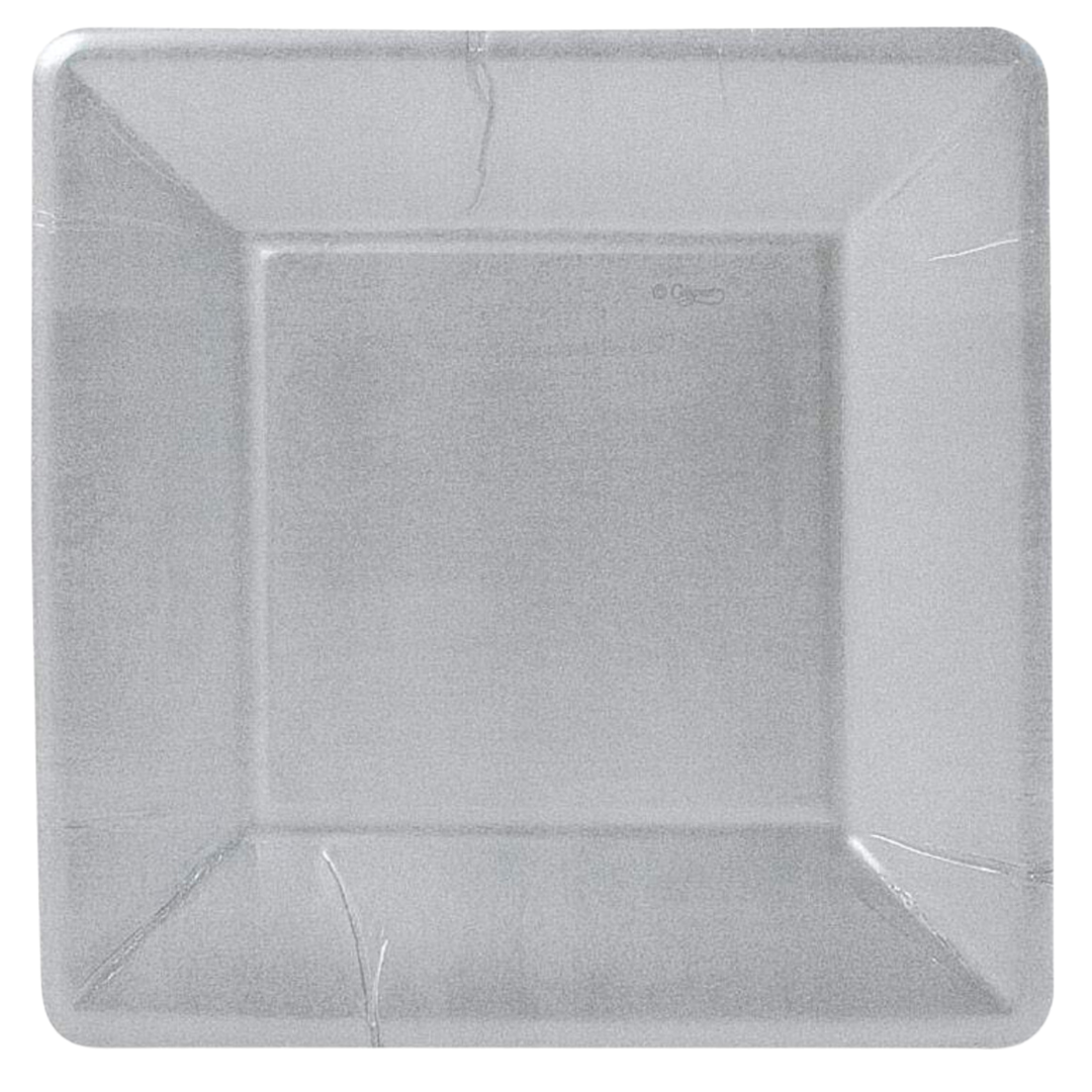 CASPARI Silver Leaf Square Paper Dinner Plates