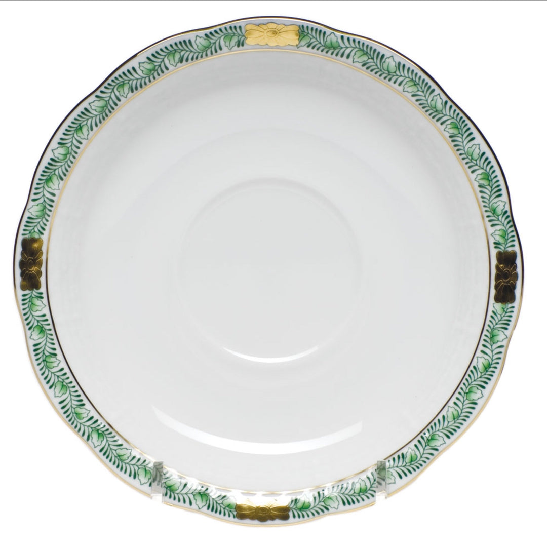 HEREND CHINESE GARLAND GREEN SAUCER