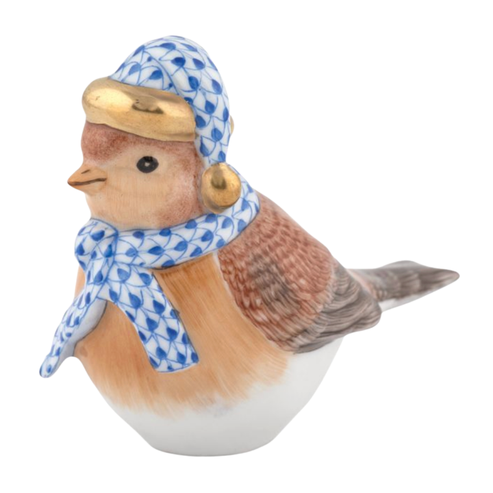 HEREND Winter Bird In Green SAPPHIRE