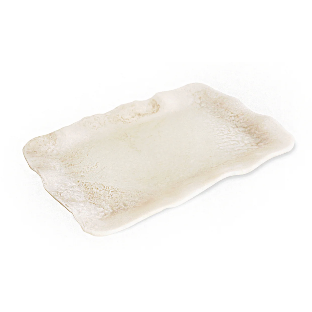BEATRIZ BALL Alabaster White Swirl Extra Large Rectangular Tray Default Title