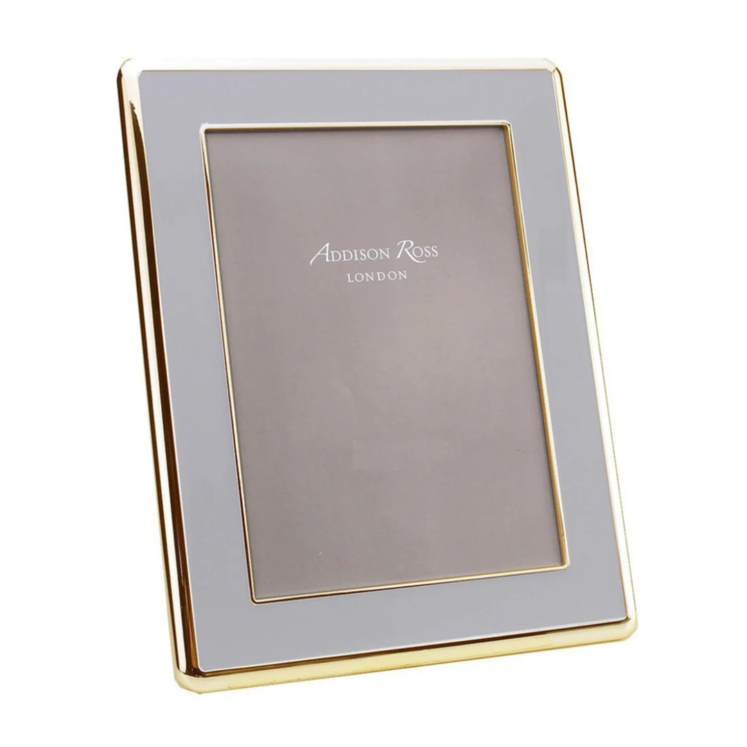 ADDISON ROSS Chiffon Grey Enamel And Gold Curve Frame 5" X 7" Default Title