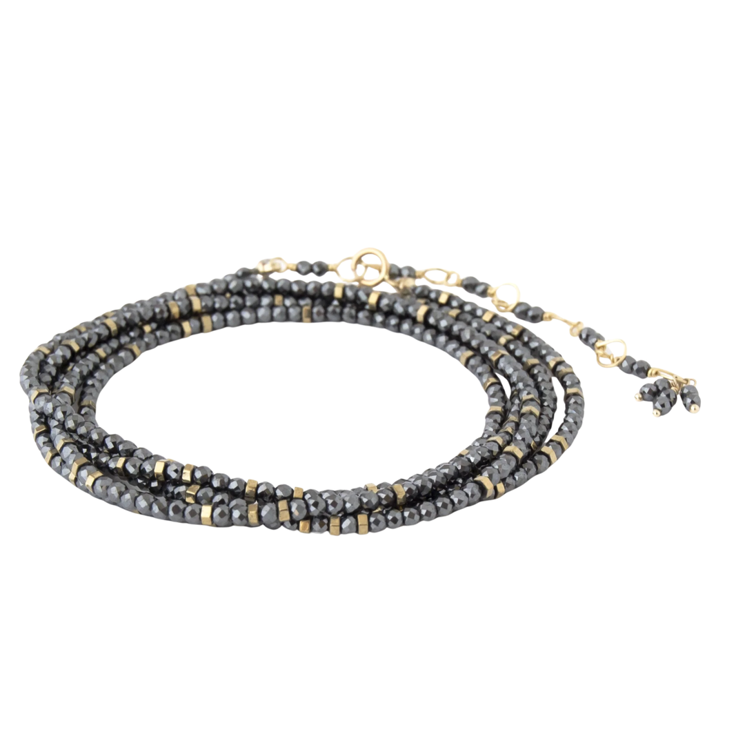 ANNE SPORTUN 18K Yellow Gold Bead Hematite Confetti Wrap Bracelet Or Necklace Default Title