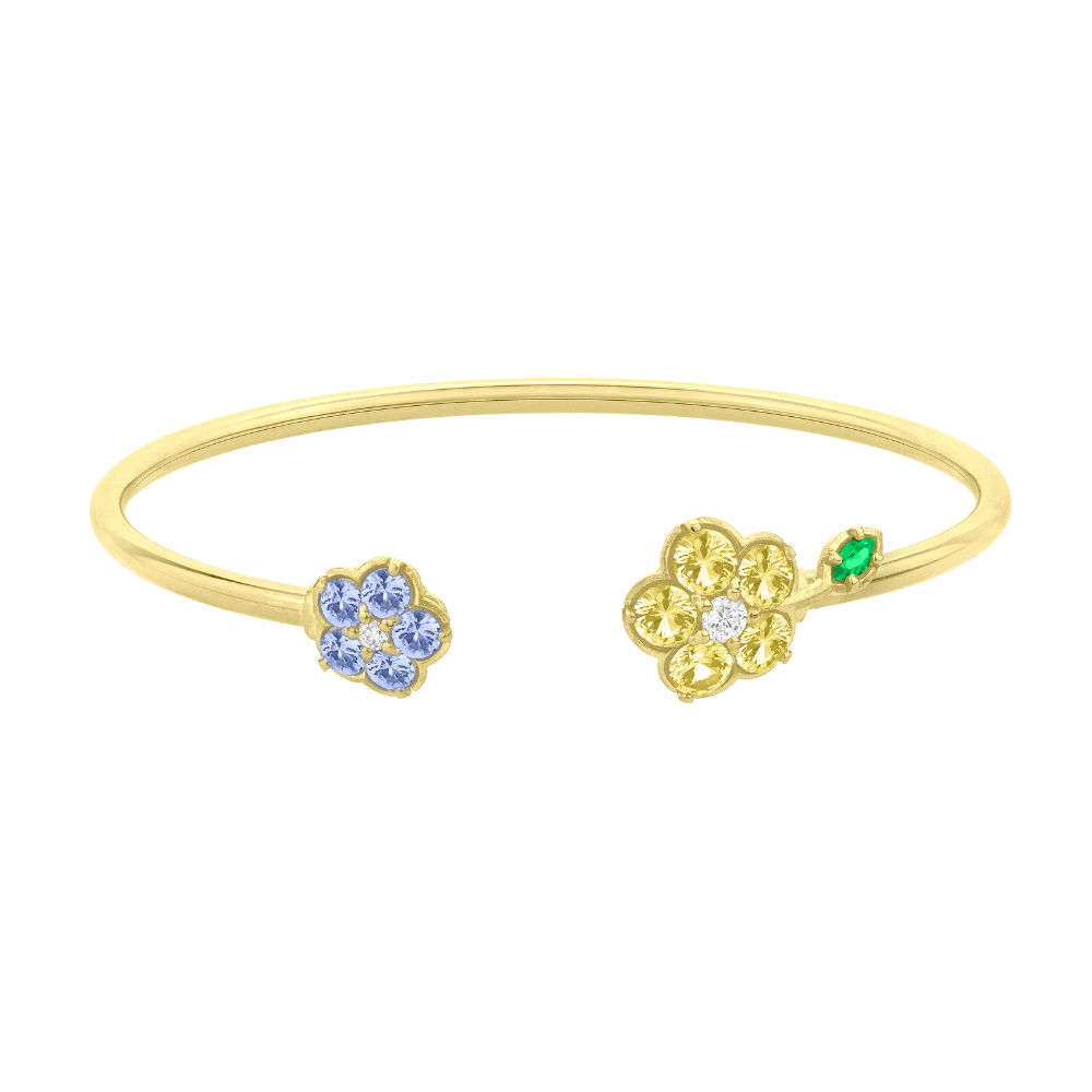 PAUL MORELLI Wild Child Yellow Gold Medium Bangle Bracelet With Yellow And Blue Sapphires Default Title
