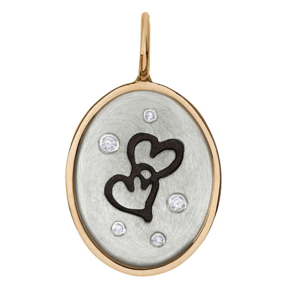 HEATHER B. MOORE DOUBLE HEART OVAL CHARM