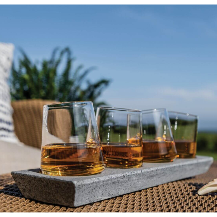 SIMON PEARCE Alpine Whiskey Glass Set of 4 With Soapstone Base