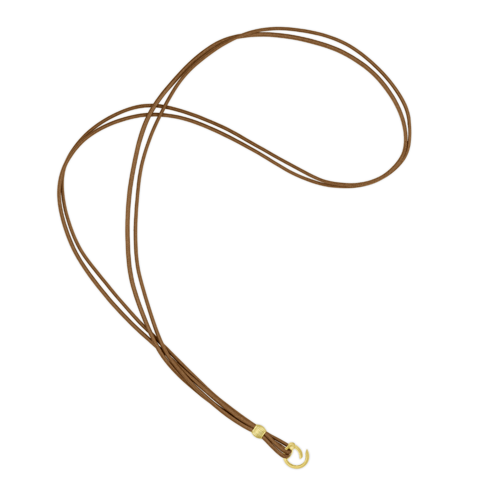 PAUL MORELLI 18K Yellow Gold Bell Cognac Cord Necklace