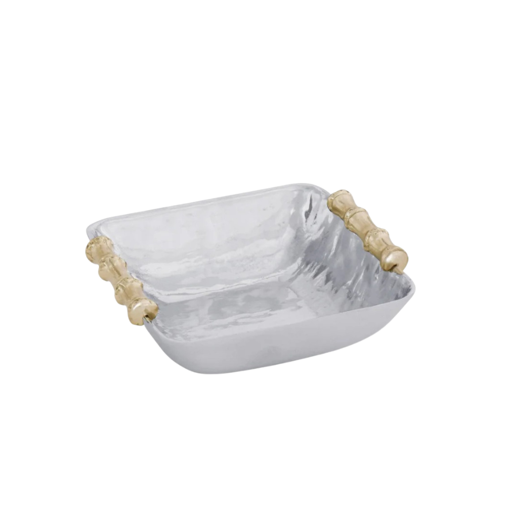 BEATRIZE BALL SQUARE BOWL WITH GOLD BAMBOO HANDLES - SMALL