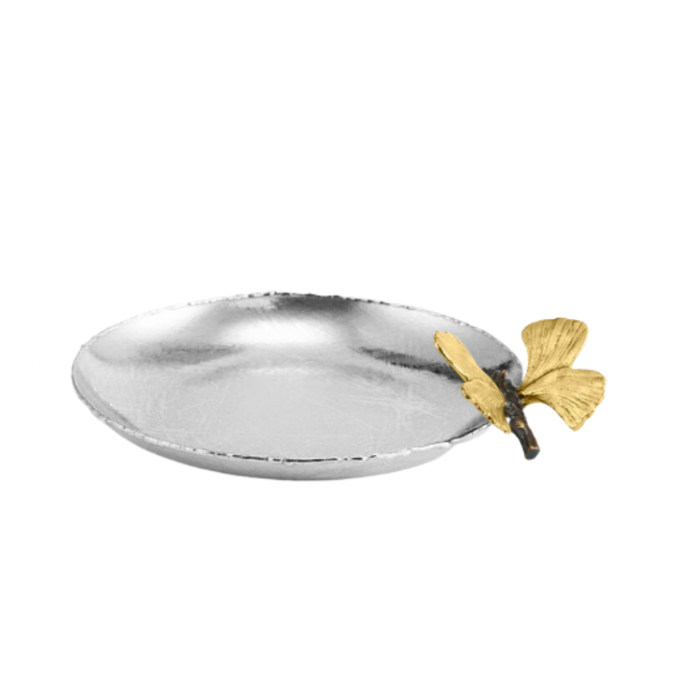 MICHAEL ARAM BUTTERFLY GINKO ROUND TRINKET TRAY