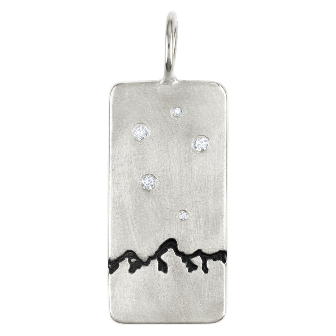 HEATHER B. MOORE Grand Teton Mountains Sterling Silver ID Tag With Diamonds