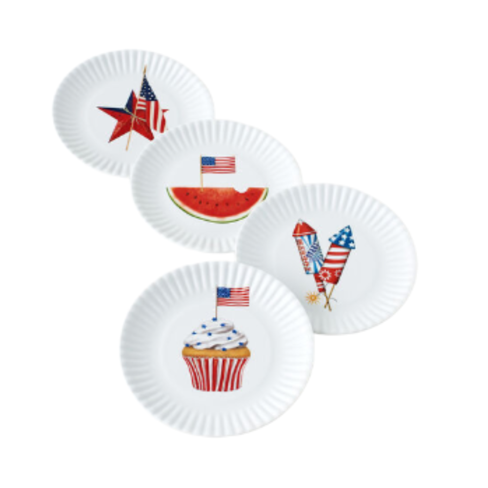 180 DEGREES Individually Sold American Holiday Melamine Plate Default Title