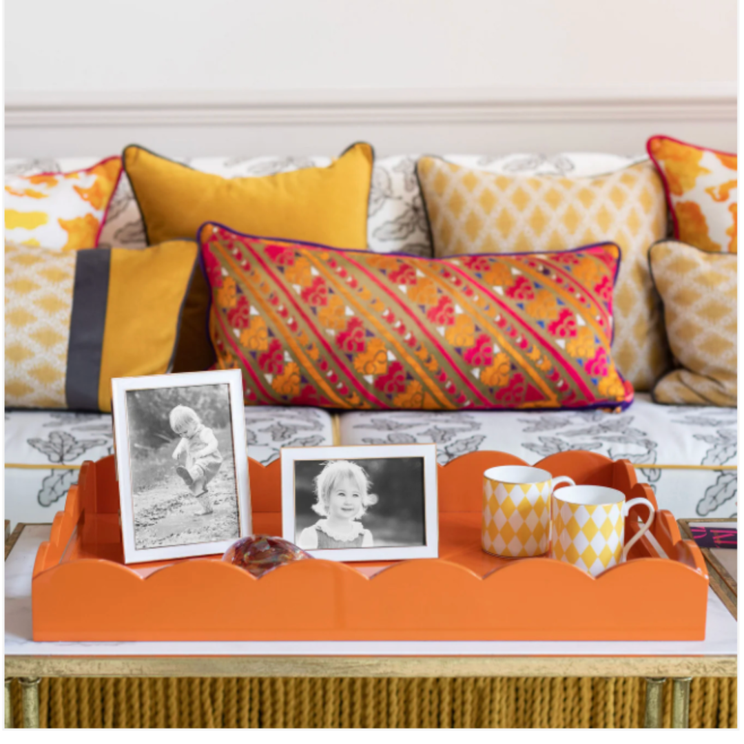 ADDISON ROSS White Enamel And Gold Curve Frame Small