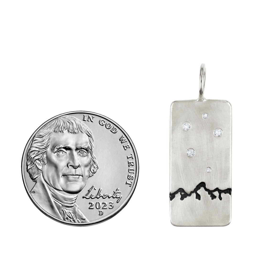 HEATHER B. MOORE Grand Teton Mountains Sterling Silver ID Tag With Diamonds