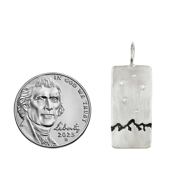 HEATHER B. MOORE Grand Teton Mountains Sterling Silver ID Tag With Diamonds