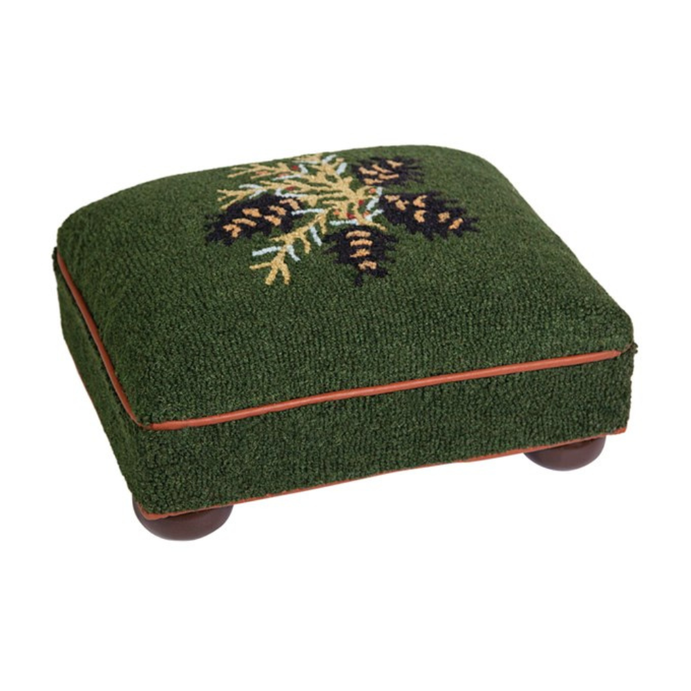 CHANDLER 4 CORNERS Diamond Pine Hand Hooked Foot Stool