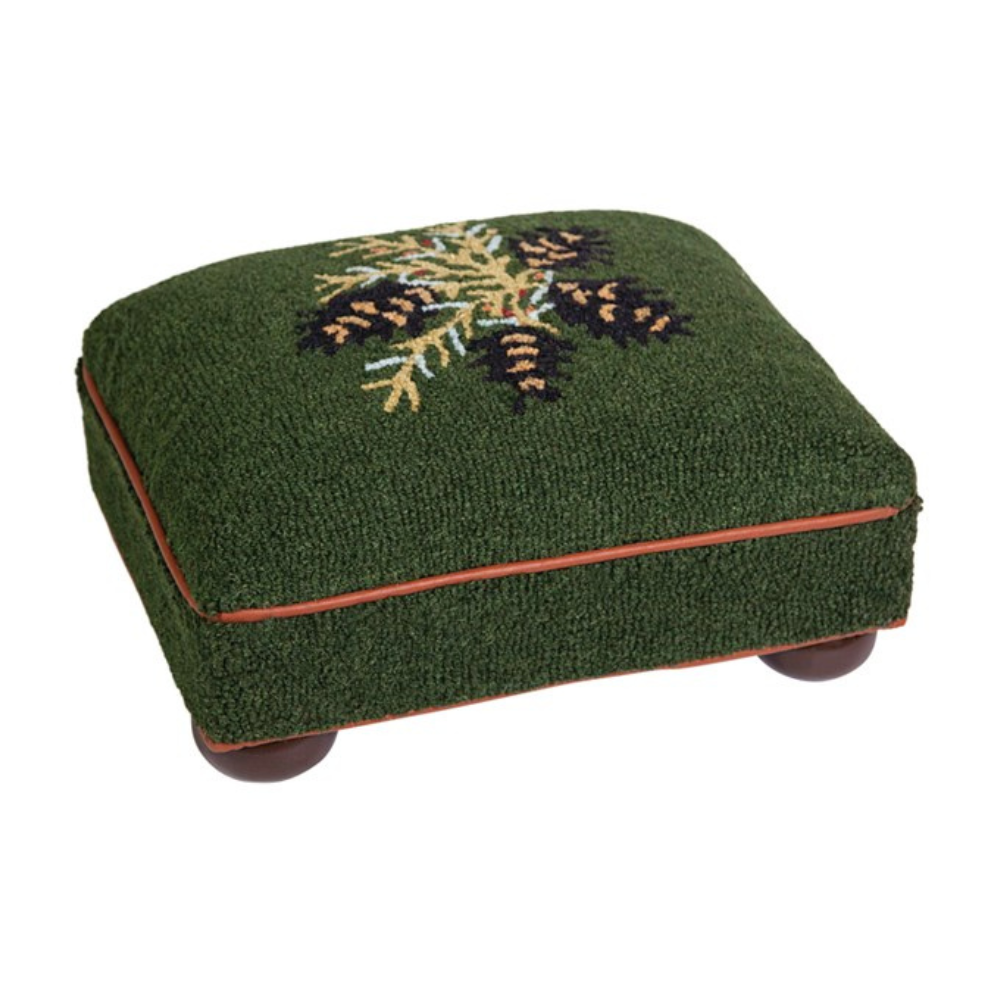 CHANDLER 4 CORNERS DIAMOND PINE HAND-HOOKED FOOT STOOL