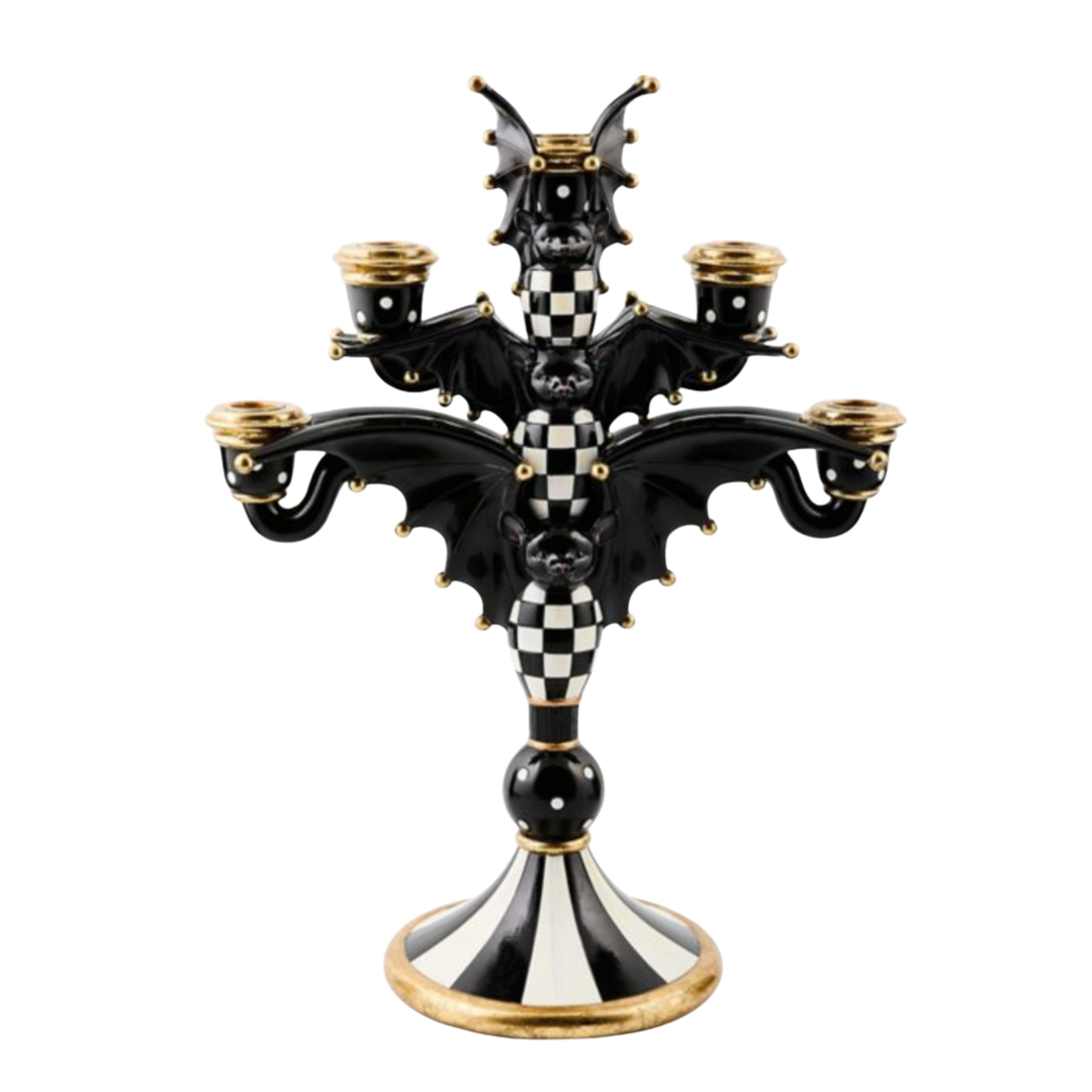 MACKENZIE CHILDS Courtly Check Bat Candelabra Default Title