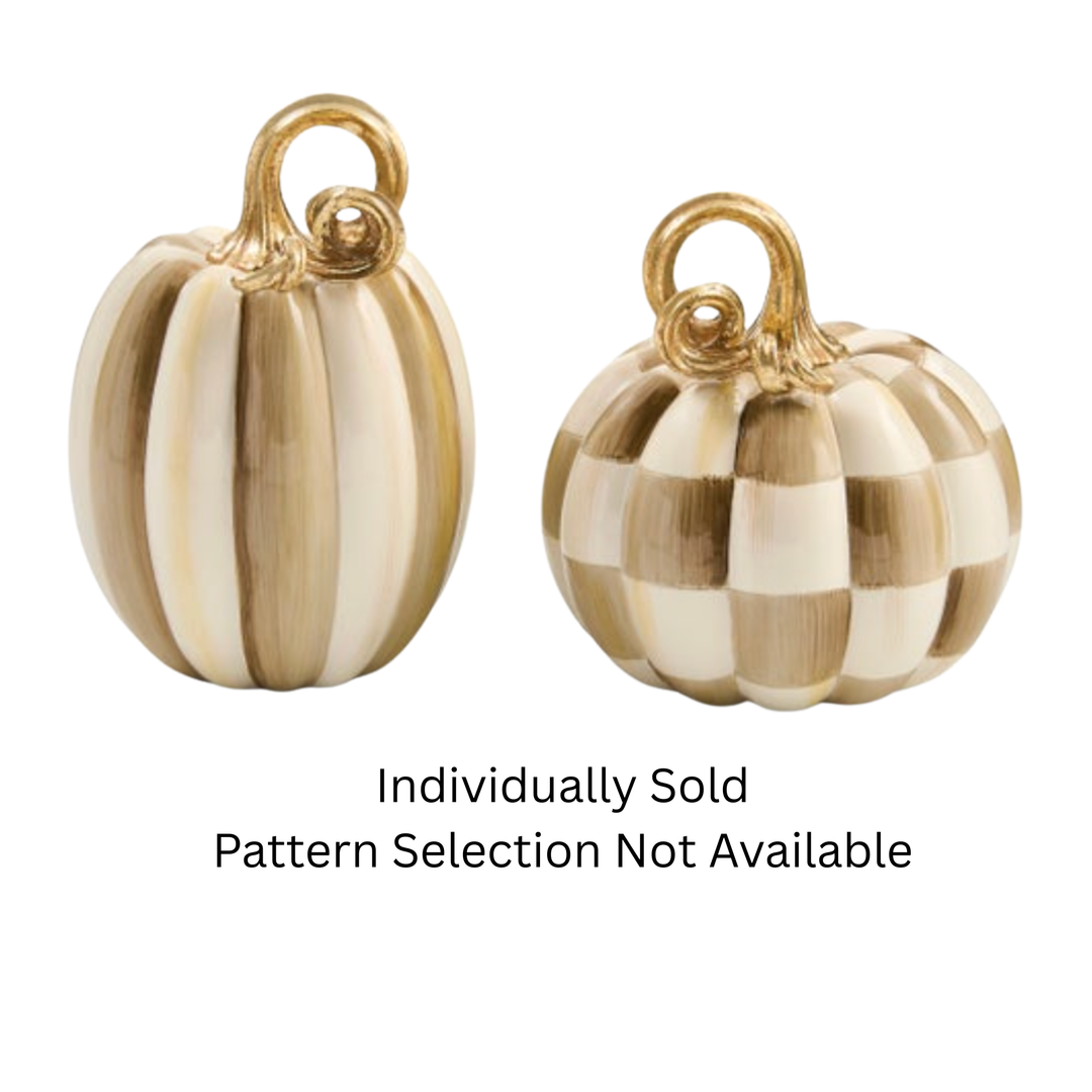 MACKENZIE CHILDS Individually Sold Mocha Stripe or Mocha Check Petite Pumpkin Default Title