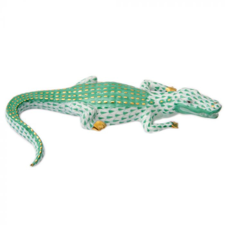 HEREND SMALL ALLIGATOR GREEN