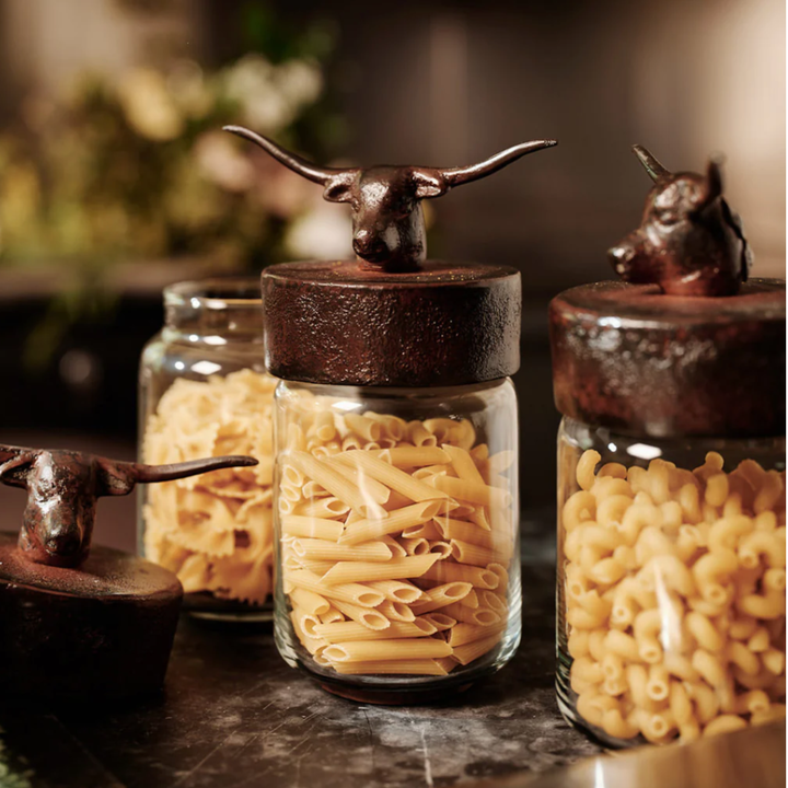 JAN BARBOGLIO Nueces Canister With Longhorn Head Lid