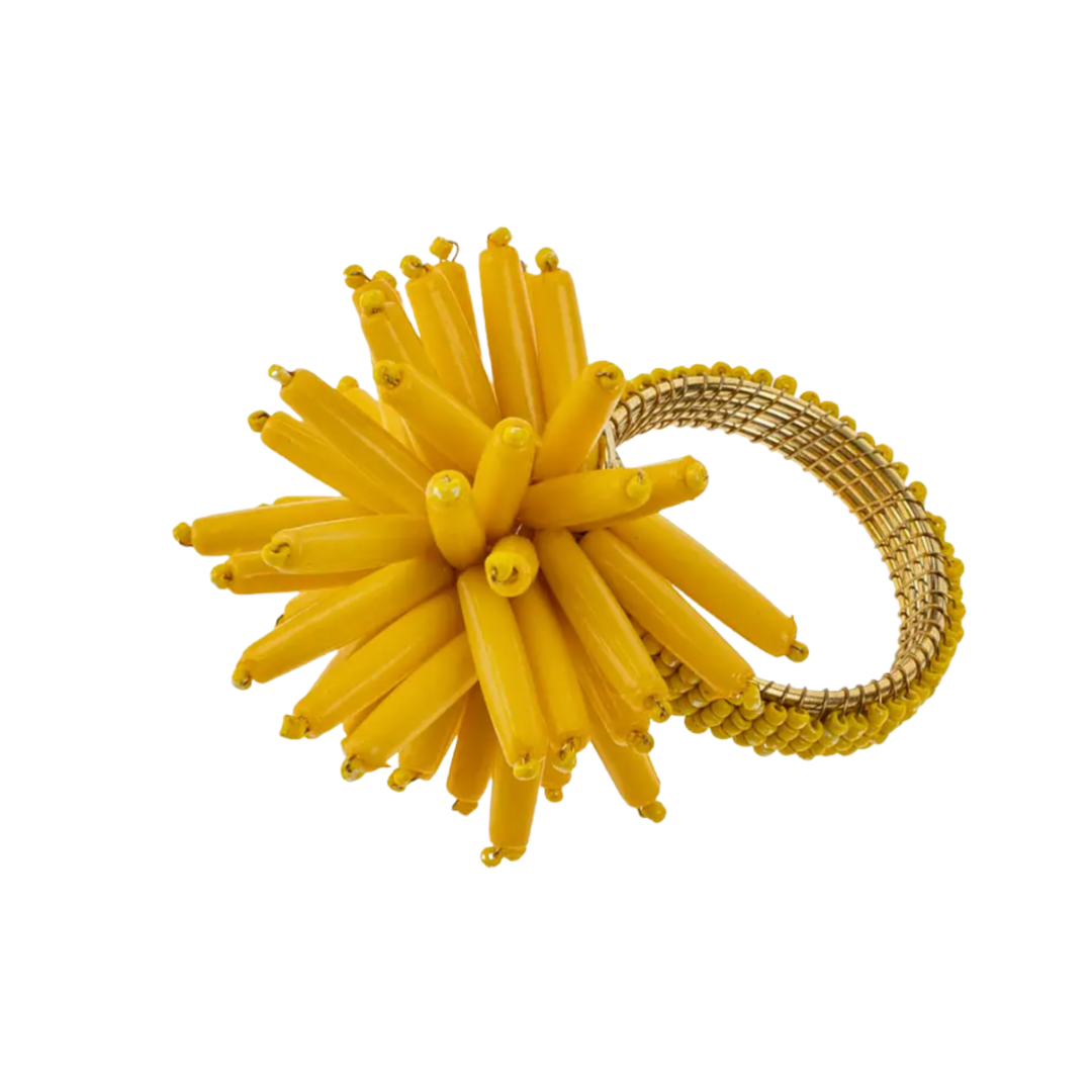 INDABA Corsice Yellow Beaded Napkin Ring Default Title
