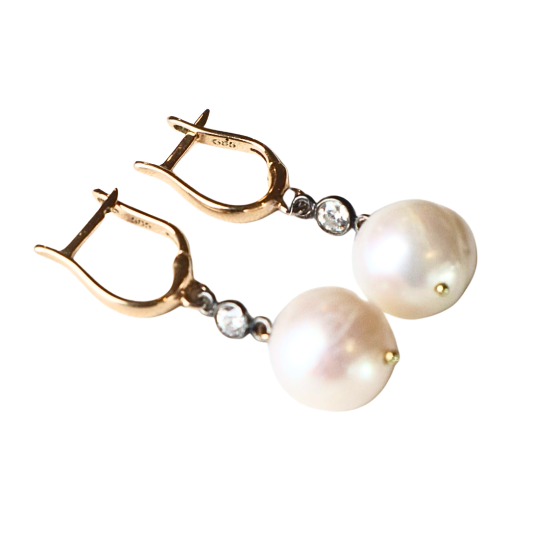 KELLY FLETCHER Pearl And Diamond Yellow Gold Drop Earrings Default Title